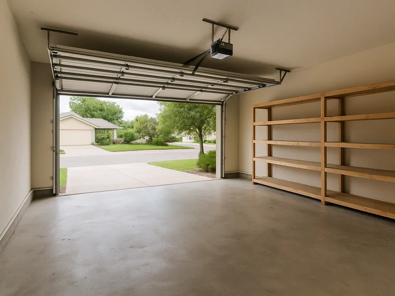 Cleared and swept two-car garage after cleanout